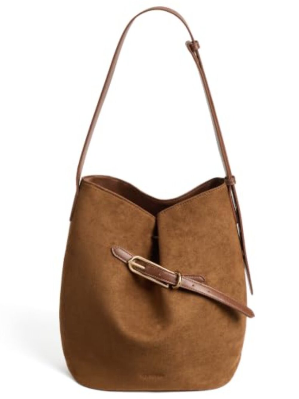 Suede Bucket Bag Soft Shoulder Purse Adjustable Strap
